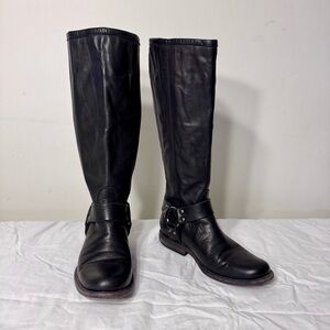 Frye Black Leather Moto Boots